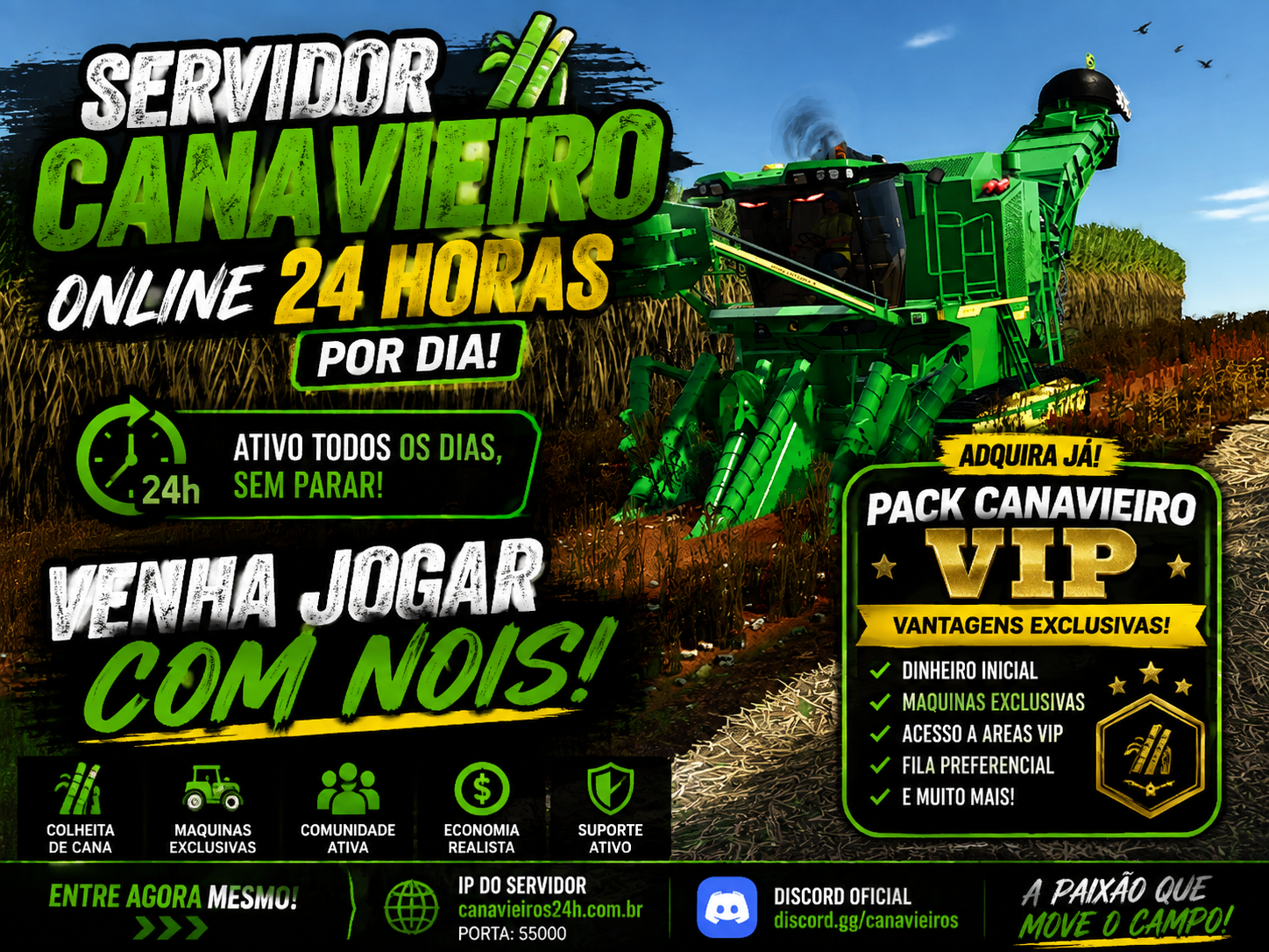 Atenção!! NOVIDADES : Servidor canavieiro 24h/dia